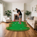 5 x 10 Feet Golf Practice Putting Green Mat with 3 Holes and Golf Balls for Home Office Backyard