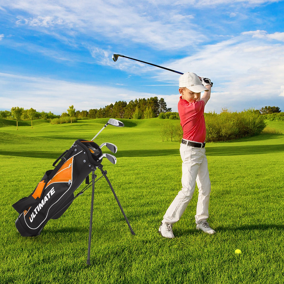 NNECW Junior Complete Golf Club Set with Lightweight Design for Kids-Yellow