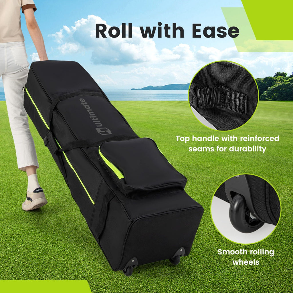 NNECW Soft-Sided 600D Oxford Golf Travel Bag with Wheels & Pocket